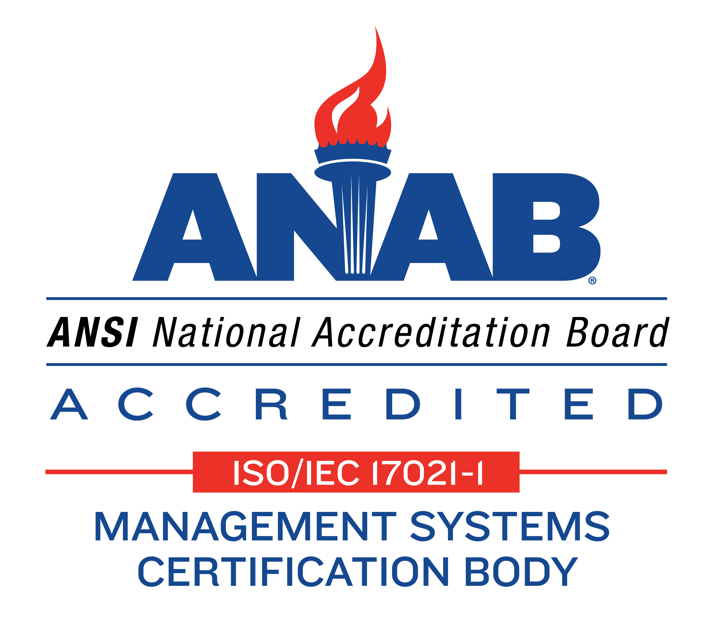 ANAB accredited management systems certification body mark